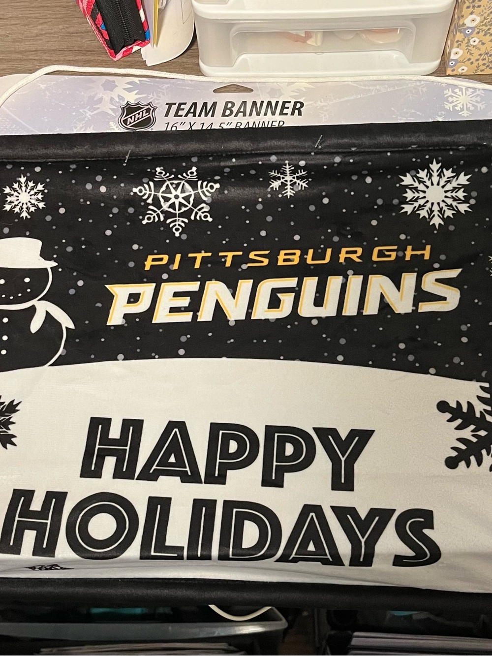Pittsburgh Penguins Black & White Holiday Banner